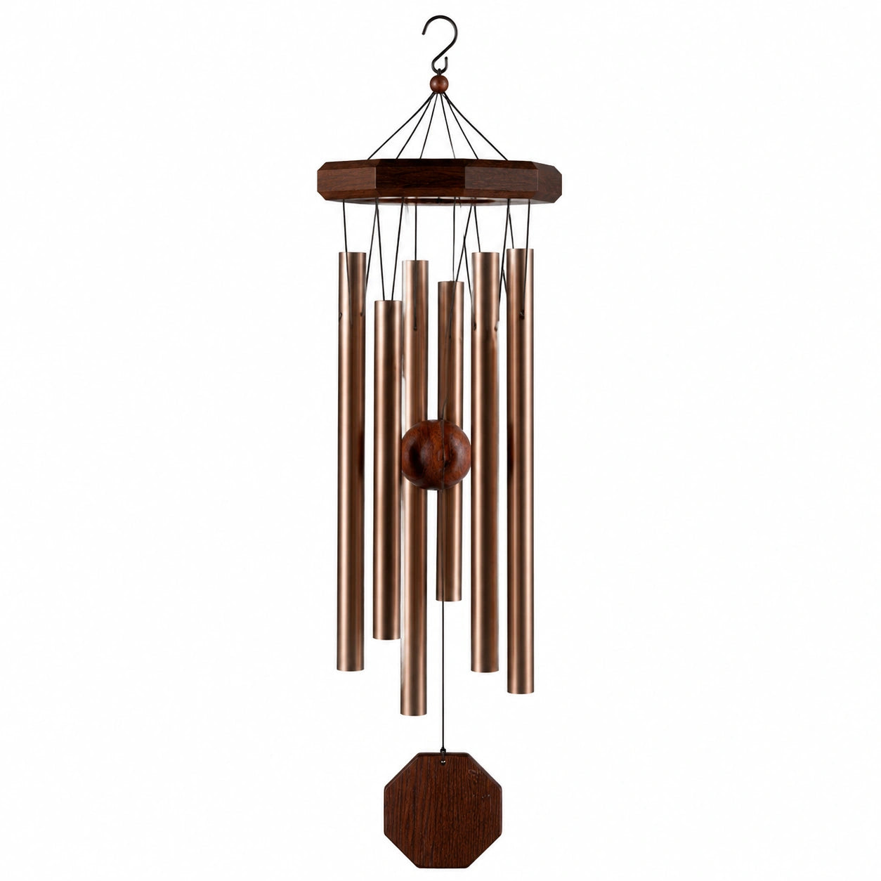 Campana de Viento Marrón de Metal y Madera
