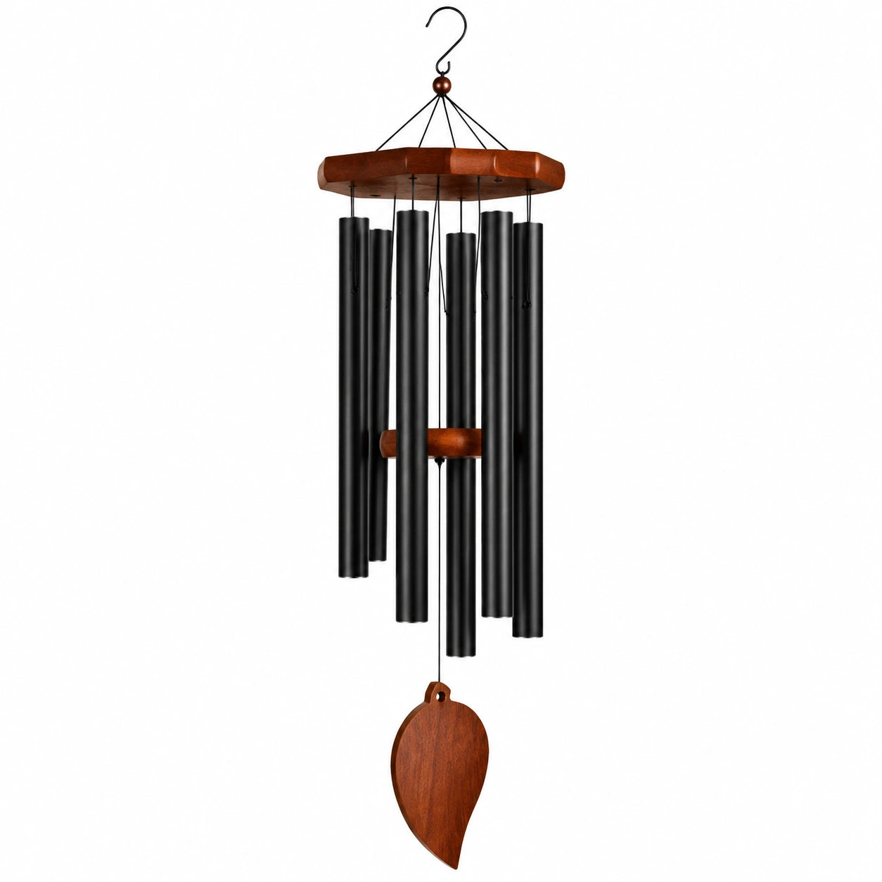 Campana de Viento Negra y Madera para Exterior