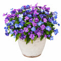 Arreglo de Flores Artificiales Moradas y Azules en Maceta