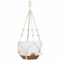 Macetero Colgante de Macramé Blanco con Diseño de Drenaje