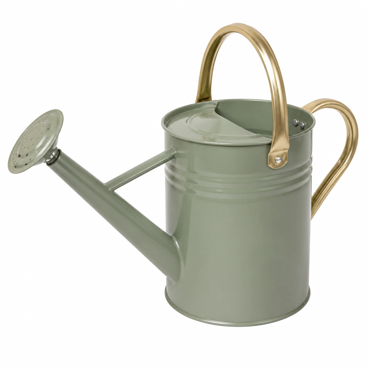 Regadera de Metal Verde 5L con Asas Doradas