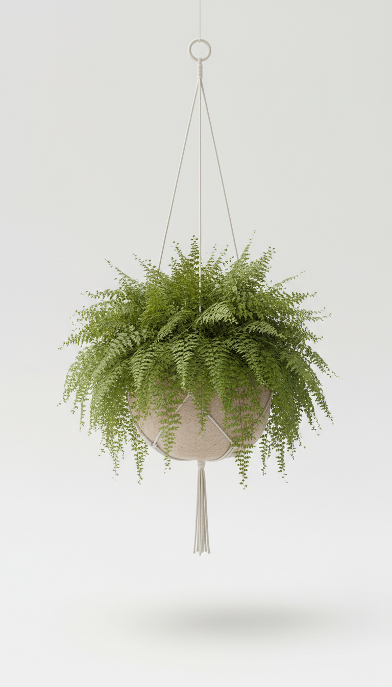 Helecho colgante verde musgo artificial